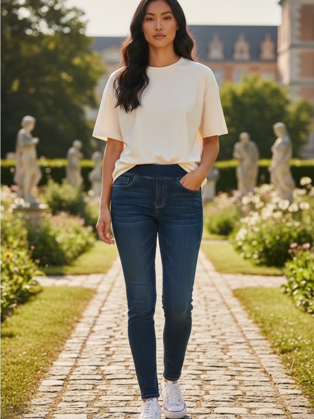 Halara Women’s Pull On Jeans Size M 7/8 Ankle Length High Waist Skinny NWT